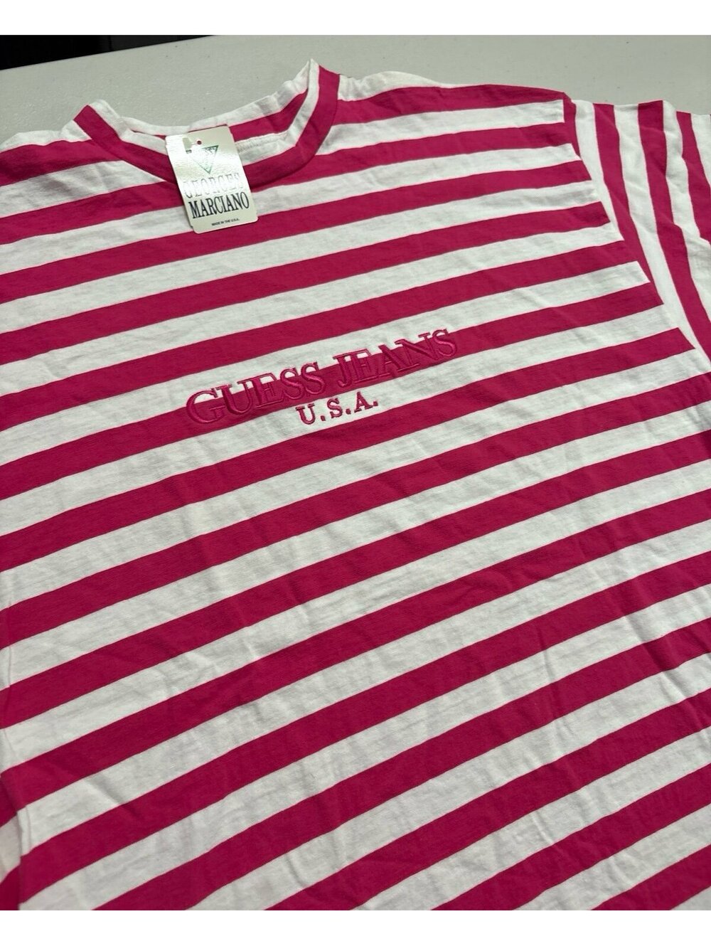 Vintage 90s Guess Jeans Striped T Shirt Georges Marciano Made In USA NWT Medium - Picture 1 of 8